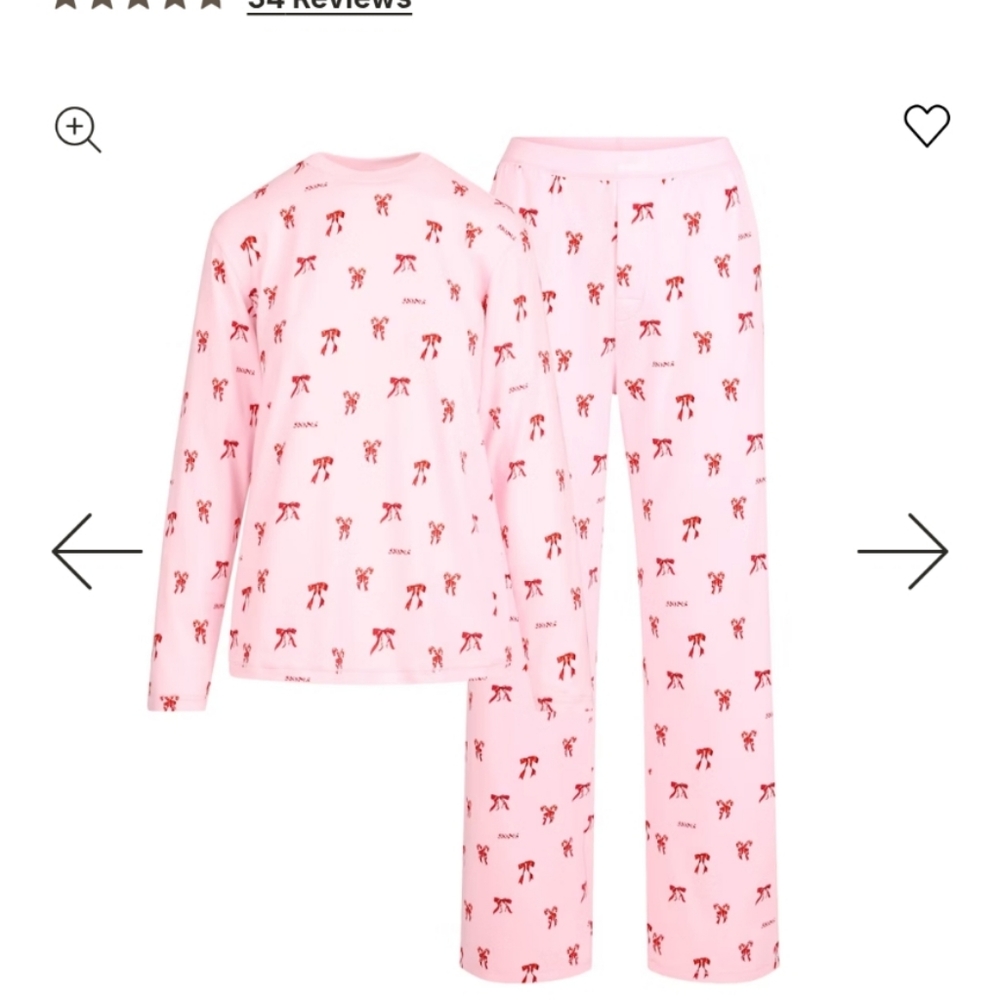 Pink Skims Pajamas with Bow Print